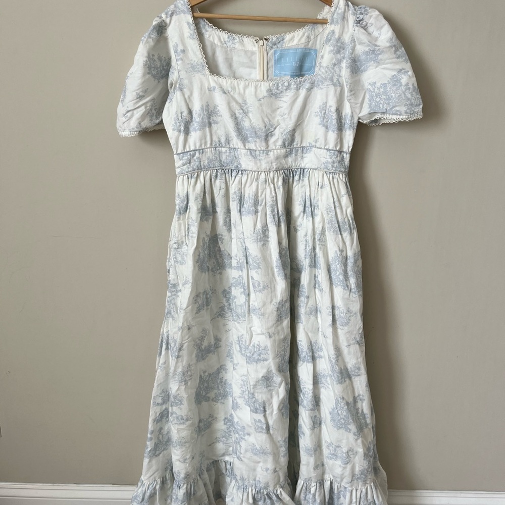 Lillou Blue and White Toile Maxi Dress